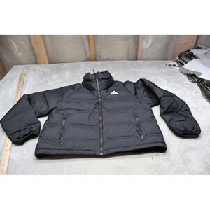 Adidas Down Jacket Women Small Black Helionic Lightweight Pack Full Zip Puffer